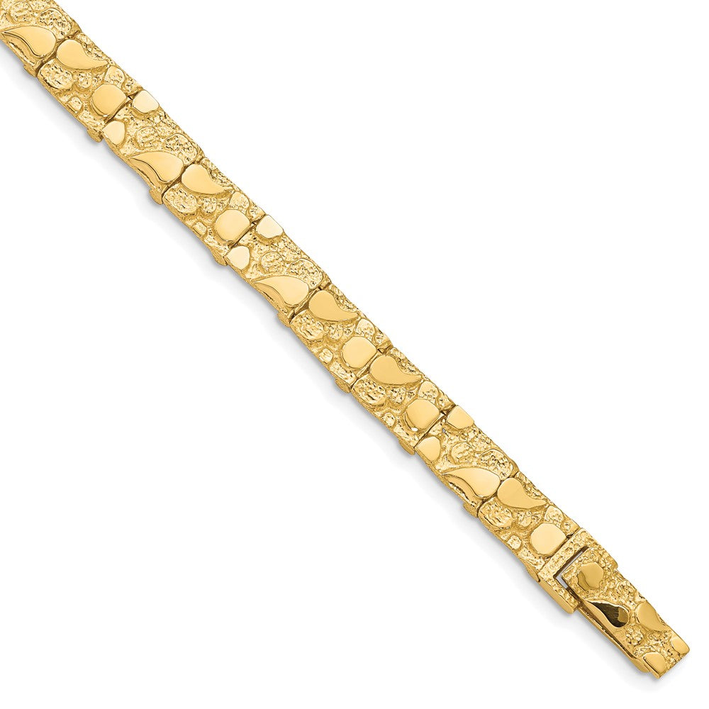 7mm 10k Yellow Gold Nugget Link Bracelet, 7 Inch, Item B13093 by The Black Bow Jewelry Co.