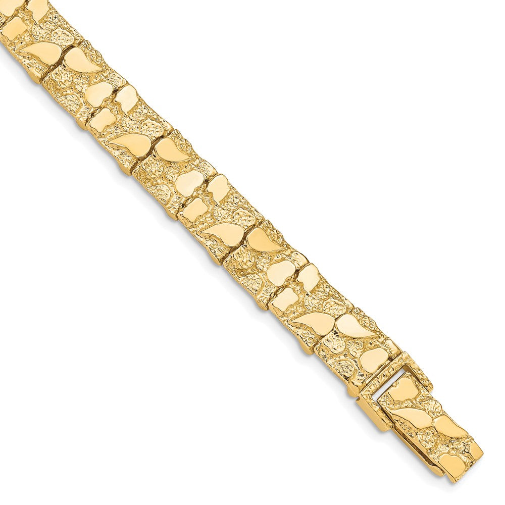 10mm 10k Yellow Gold Nugget Link Bracelet, 7 Inch, Item B13095 by The Black Bow Jewelry Co.