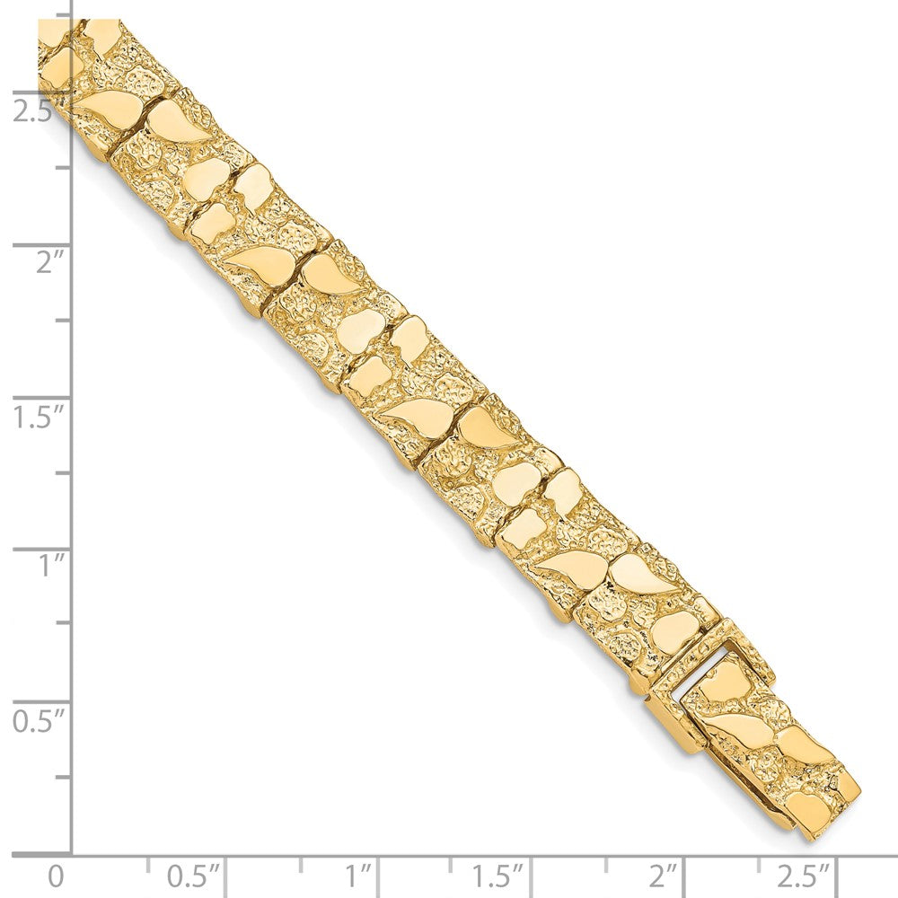 Alternate view of the 10mm 10k Yellow Gold Nugget Link Bracelet, 7 Inch by The Black Bow Jewelry Co.