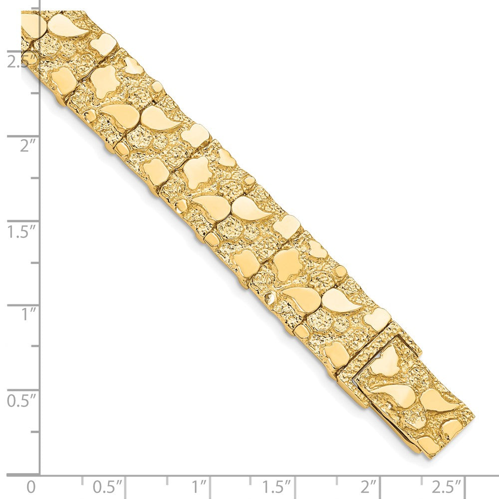 Alternate view of the 12mm 10k Yellow Gold Nugget Link Bracelet, 8 Inch by The Black Bow Jewelry Co.
