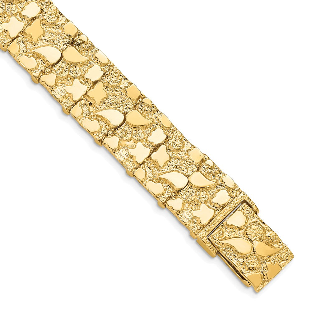 15mm 10k Yellow Gold Nugget Link Bracelet, 7 Inch, Item B13099 by The Black Bow Jewelry Co.