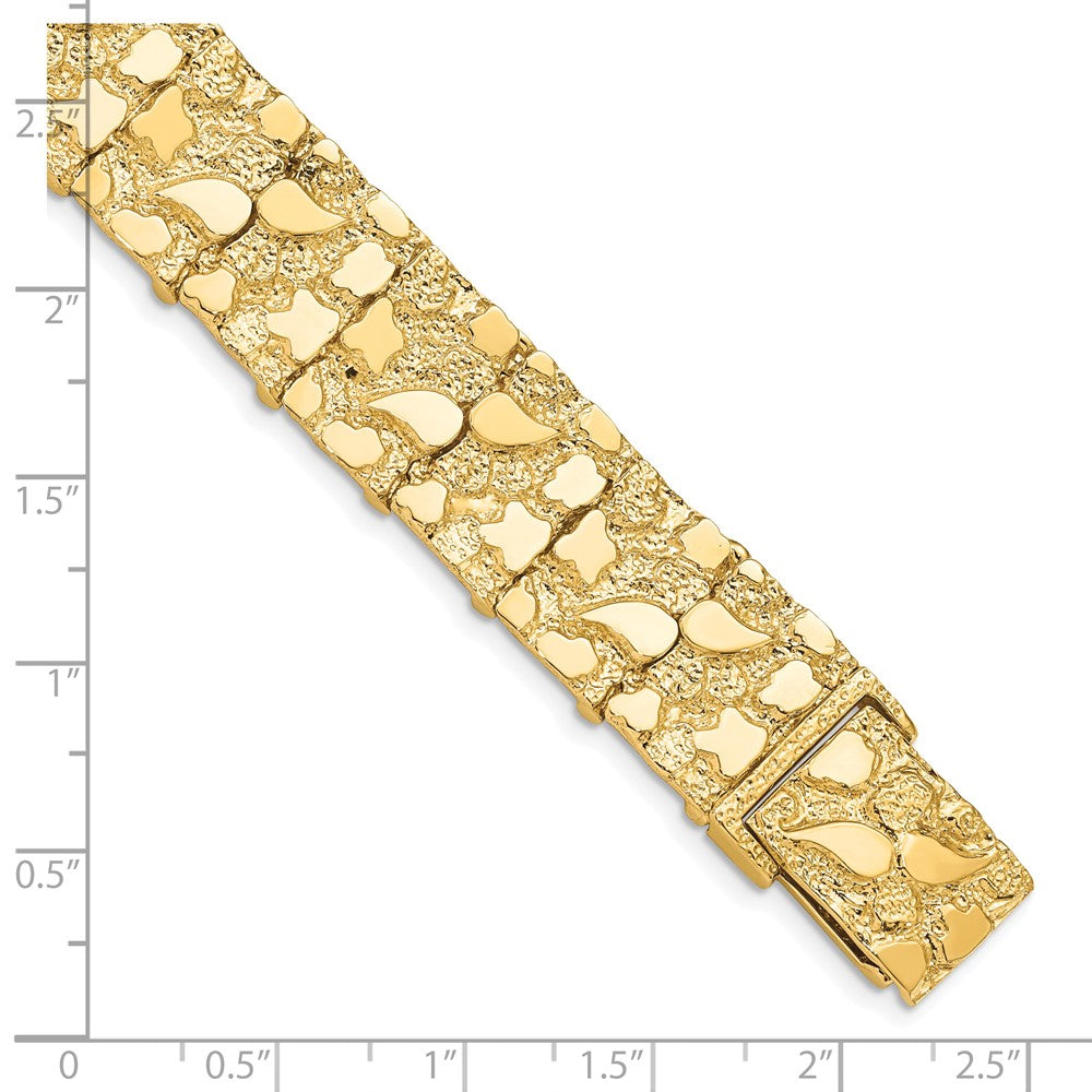Alternate view of the 15mm 10k Yellow Gold Nugget Link Bracelet, 7 Inch by The Black Bow Jewelry Co.