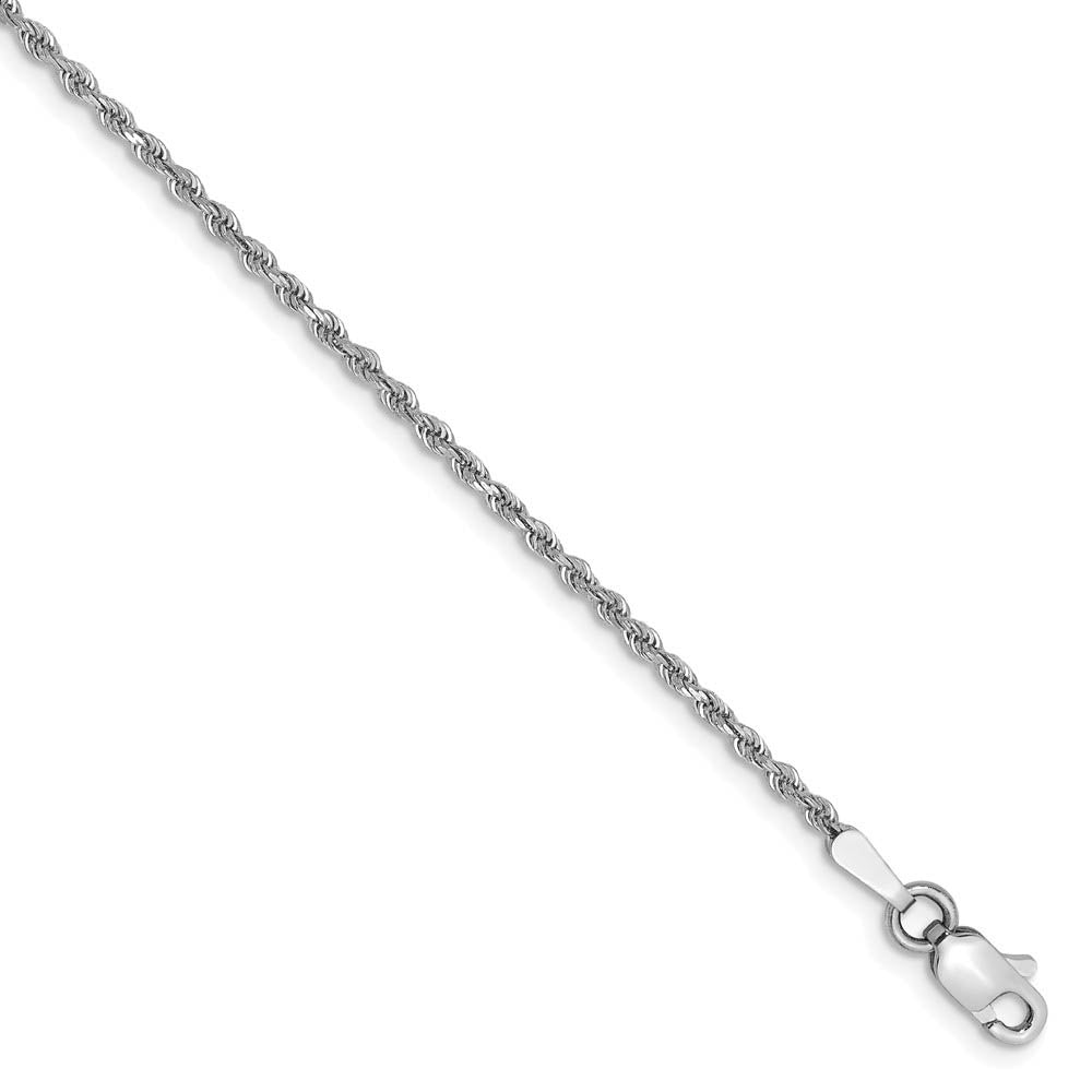 1.5mm Diamond Cut Rope Chain Bracelet in 14k White Gold, 6 Inch, Item B13103 by The Black Bow Jewelry Co.