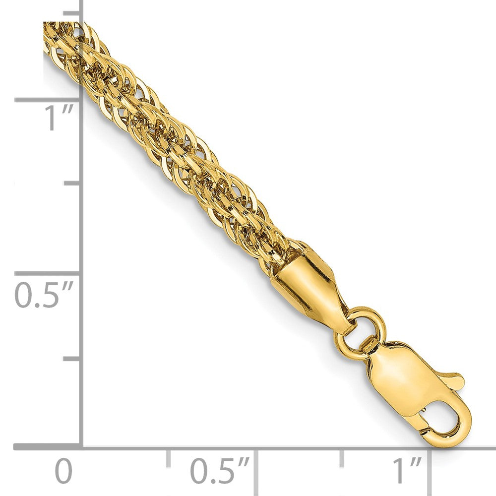 Alternate view of the 3.3mm 14k Yellow Gold Diamond Cut Rope Chain Bracelet, 7 Inch by The Black Bow Jewelry Co.