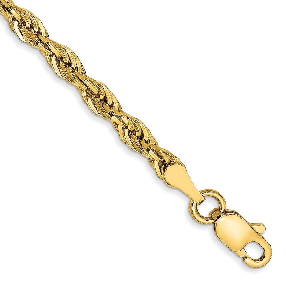 3mm Hollow Rope Chain Bracelet in 14k Yellow Gold, 7 Inch, Item B13106 by The Black Bow Jewelry Co.