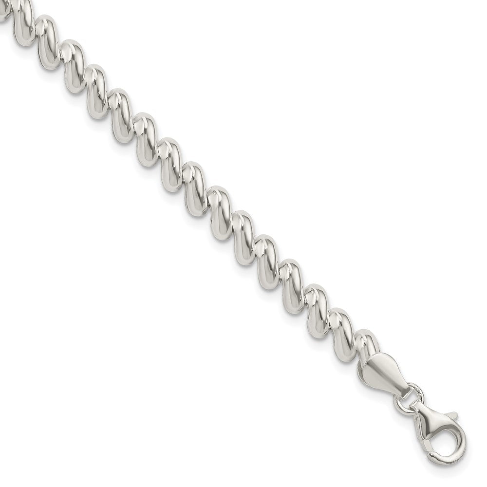 Sterling Silver 6mm Polished San Marco Chain Bracelet, 7.5 Inch, Item B13119 by The Black Bow Jewelry Co.