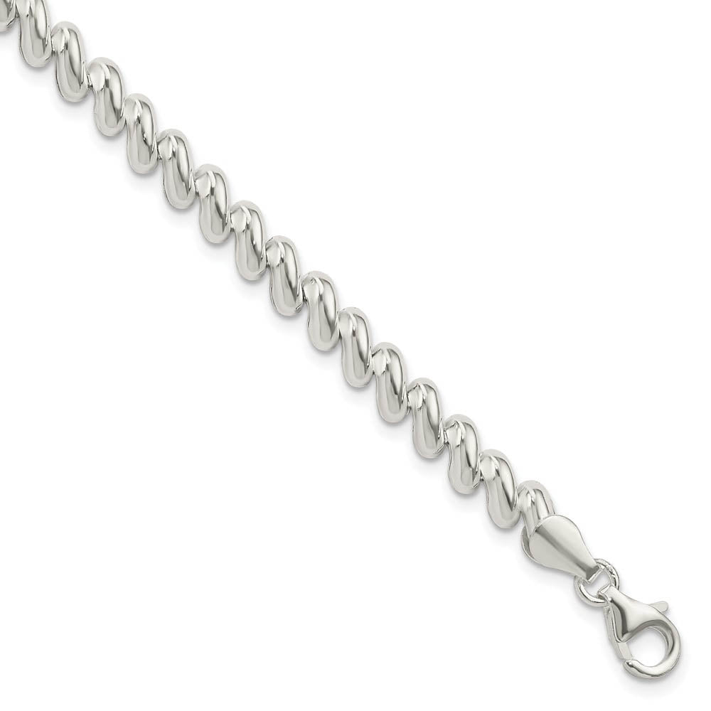 Sterling Silver 6mm Polished San Marco Chain Bracelet, 7.5 Inch, Item B13119 by The Black Bow Jewelry Co.