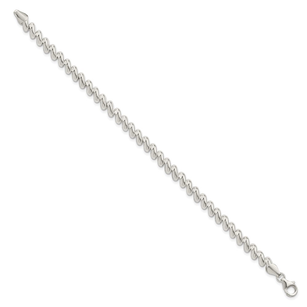 Alternate view of the Sterling Silver 6mm Polished San Marco Chain Bracelet, 7.5 Inch by The Black Bow Jewelry Co.