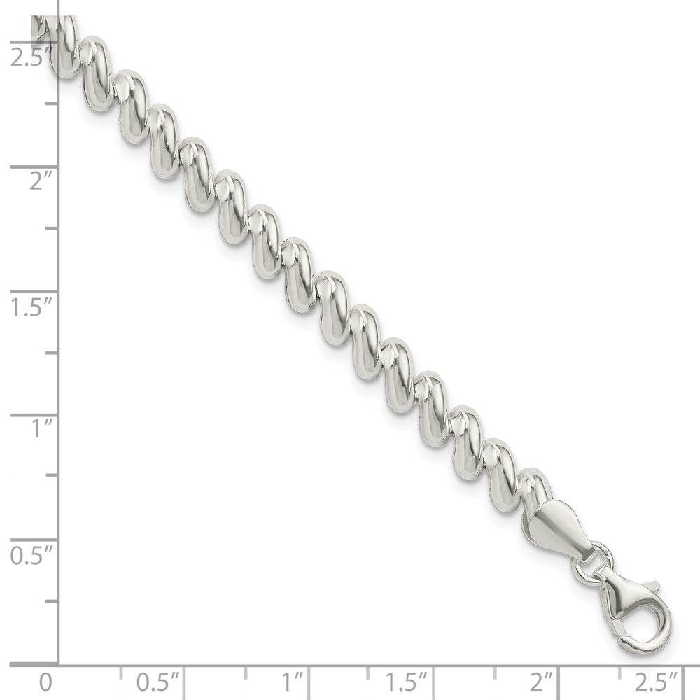 Alternate view of the Sterling Silver 6mm Polished San Marco Chain Bracelet, 7.5 Inch by The Black Bow Jewelry Co.