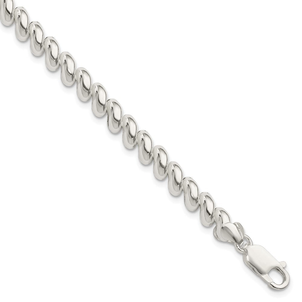 Sterling Silver 7mm Polished San Marco Chain Bracelet, 7.5 Inch, Item B13121 by The Black Bow Jewelry Co.
