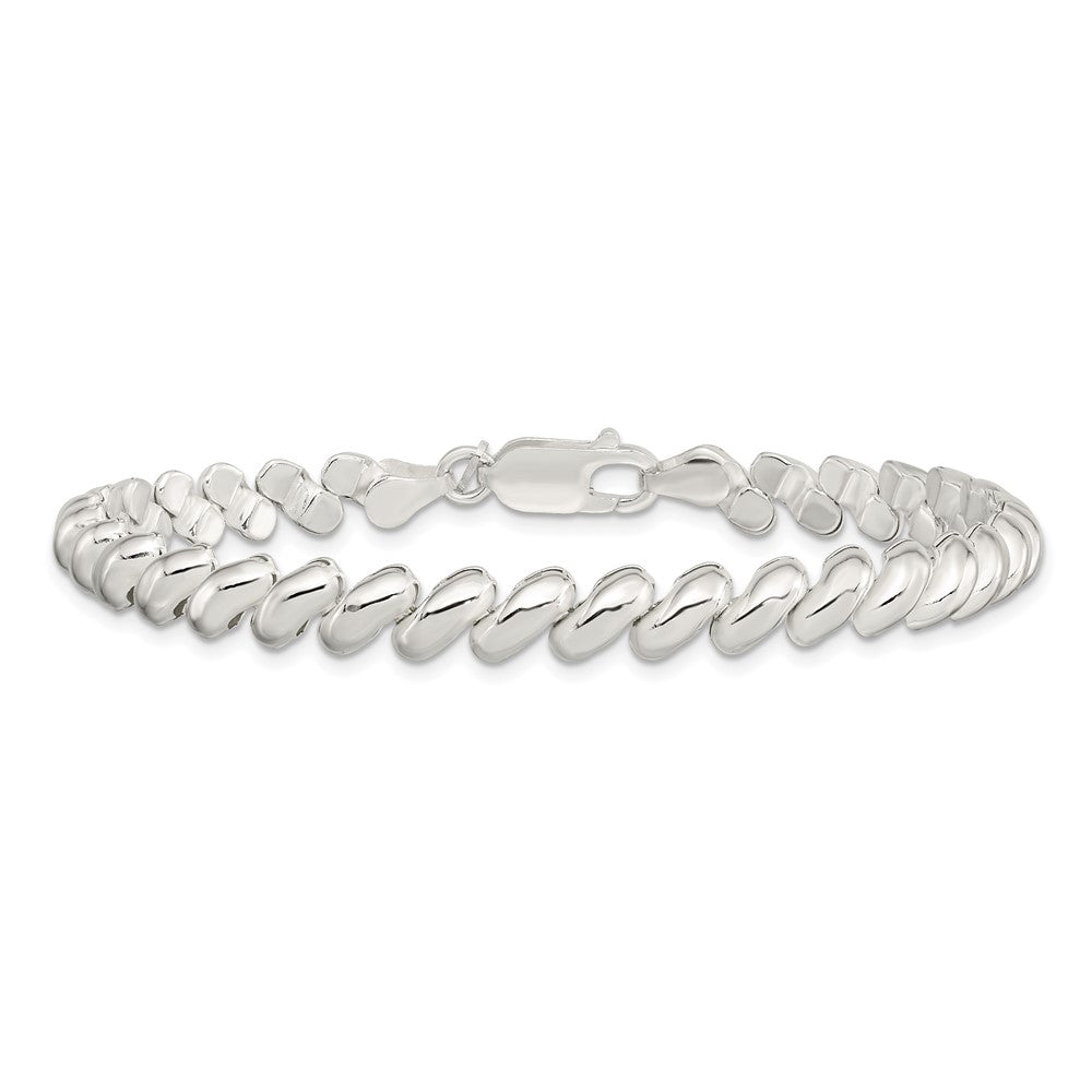 Alternate view of the Sterling Silver 7mm Polished San Marco Chain Bracelet, 7.5 Inch by The Black Bow Jewelry Co.