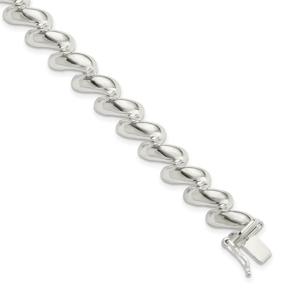 Sterling Silver 8mm Polished Hollow San Marco Chain Bracelet, Item B13122-B by The Black Bow Jewelry Co.
