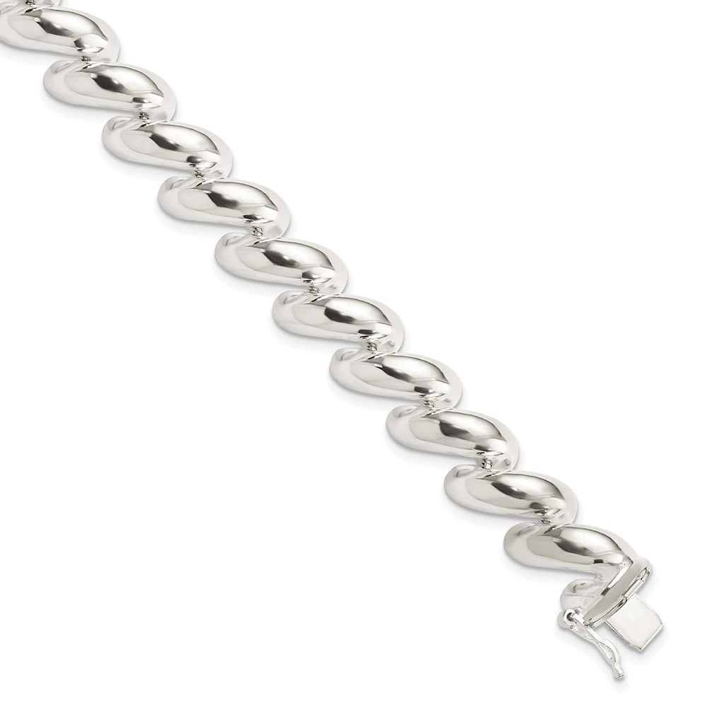 Sterling Silver 10mm Polished San Marco Chain Bracelet, 7 Inch, Item B13124 by The Black Bow Jewelry Co.