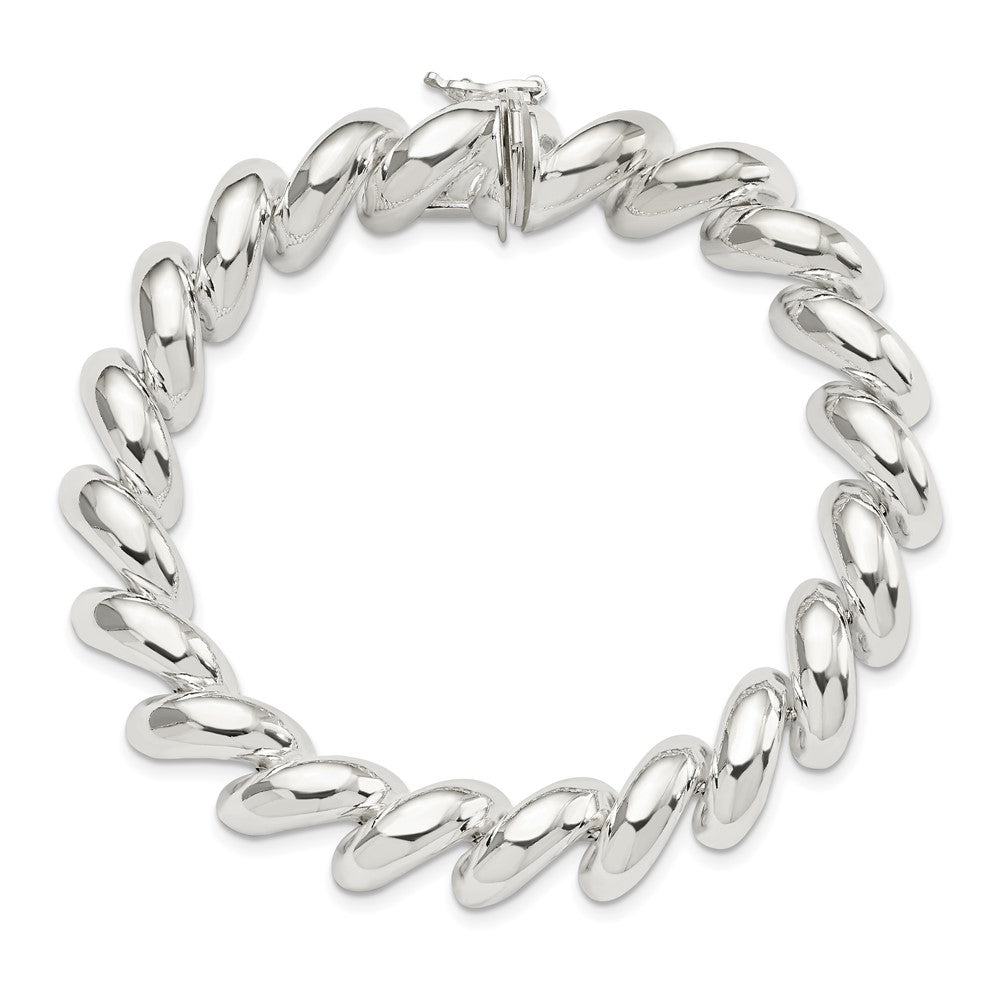 Alternate view of the Sterling Silver 10mm Polished San Marco Chain Bracelet, 7 Inch by The Black Bow Jewelry Co.