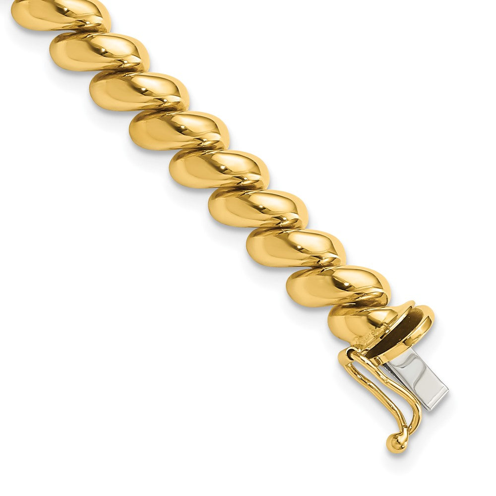 14k Yellow Gold 6mm Polished Hollow San Marco Chain Bracelet, Item B13126-B by The Black Bow Jewelry Co.
