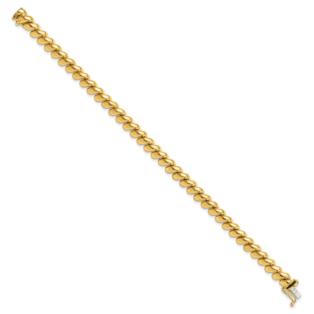 Alternate view of the 14k Yellow Gold 6mm Polished Hollow San Marco Chain Bracelet by The Black Bow Jewelry Co.