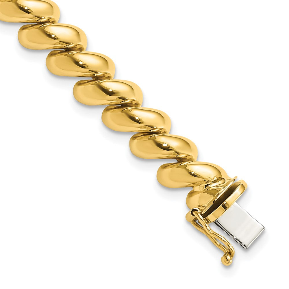14k Yellow Gold 8mm Polished Hollow San Marco Chain Bracelet, Item B13128-B by The Black Bow Jewelry Co.
