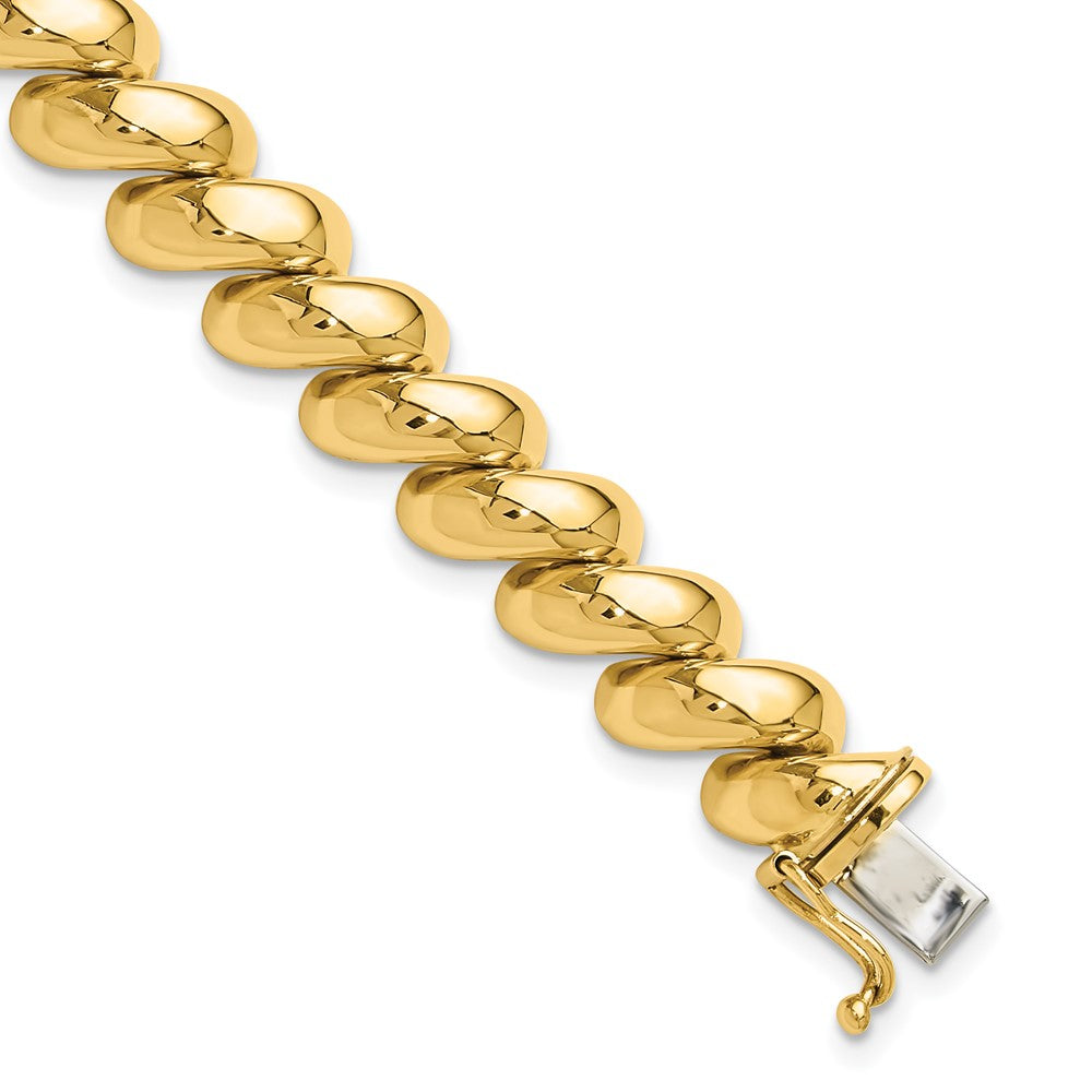 14k Yellow Gold 10mm Polished Hollow San Marco Chain Bracelet, Item B13130-B by The Black Bow Jewelry Co.