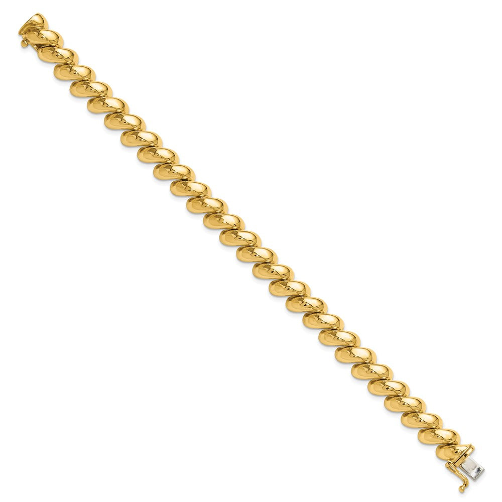 Alternate view of the 14k Yellow Gold 10mm Polished Hollow San Marco Chain Bracelet by The Black Bow Jewelry Co.