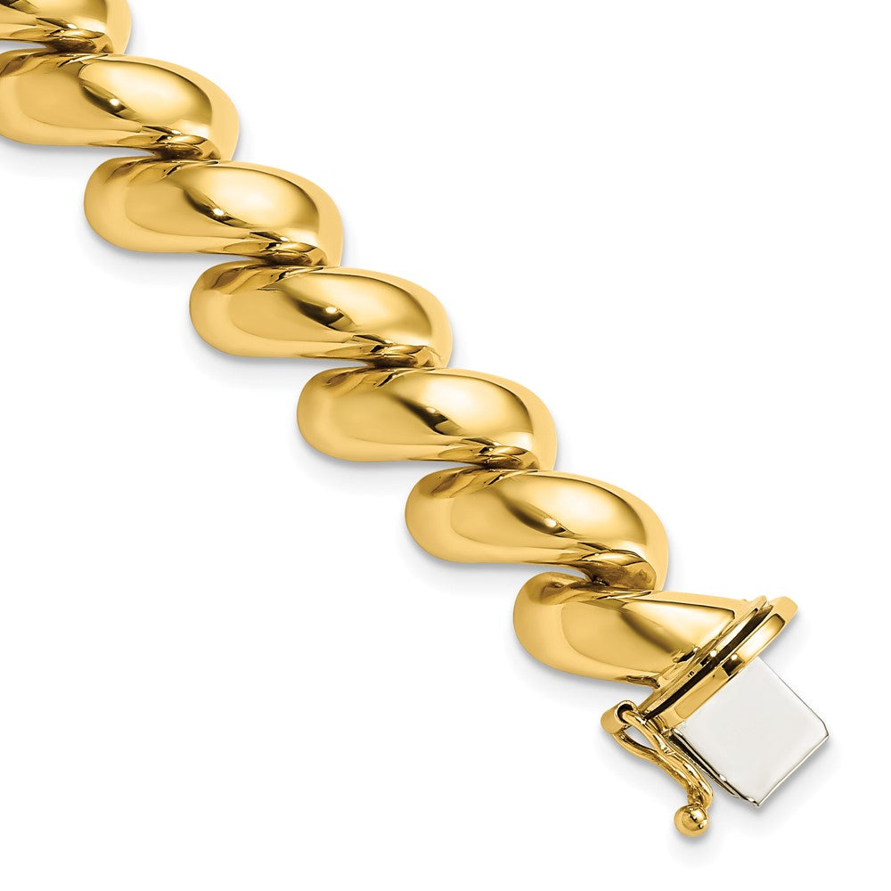 14k Yellow Gold 12mm Polished San Marco Chain Bracelet, Item B13132-B by The Black Bow Jewelry Co.
