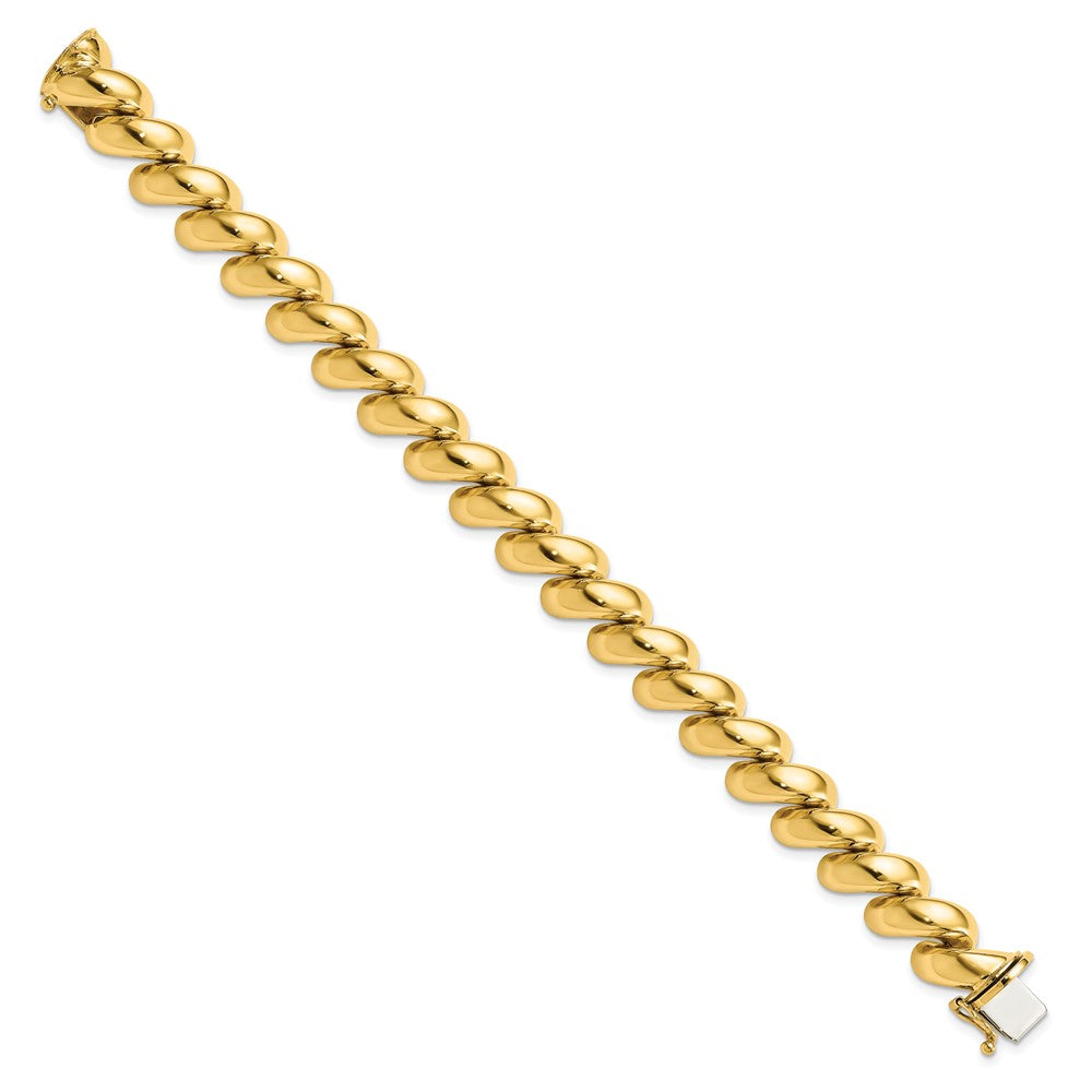 Alternate view of the 14k Yellow Gold 12mm Polished San Marco Chain Bracelet by The Black Bow Jewelry Co.