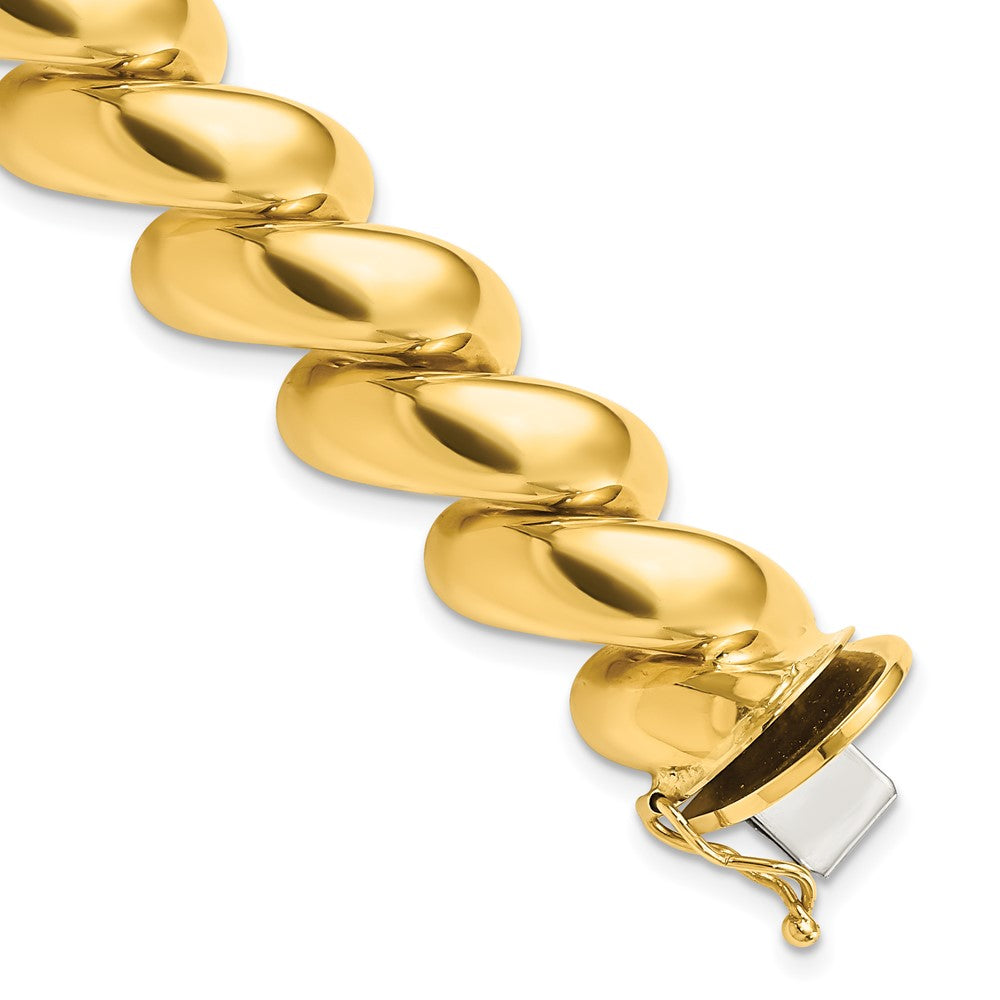 14k Yellow Gold 14mm Polished Hollow San Marco Chain Bracelet, Item B13134-B by The Black Bow Jewelry Co.