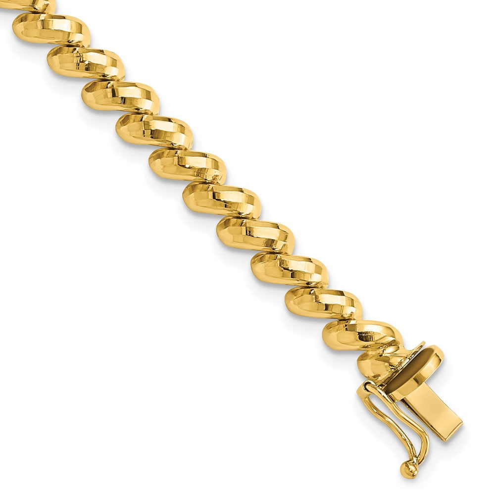 14k Yellow Gold 5mm Diamond Cut San Marco Chain Bracelet, 7 Inch, Item B13136 by The Black Bow Jewelry Co.