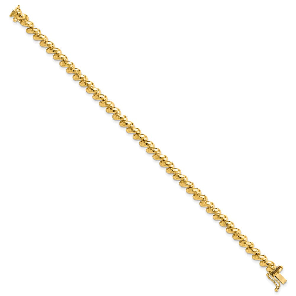 Alternate view of the 14k Yellow Gold 5mm Diamond Cut San Marco Chain Bracelet, 7 Inch by The Black Bow Jewelry Co.