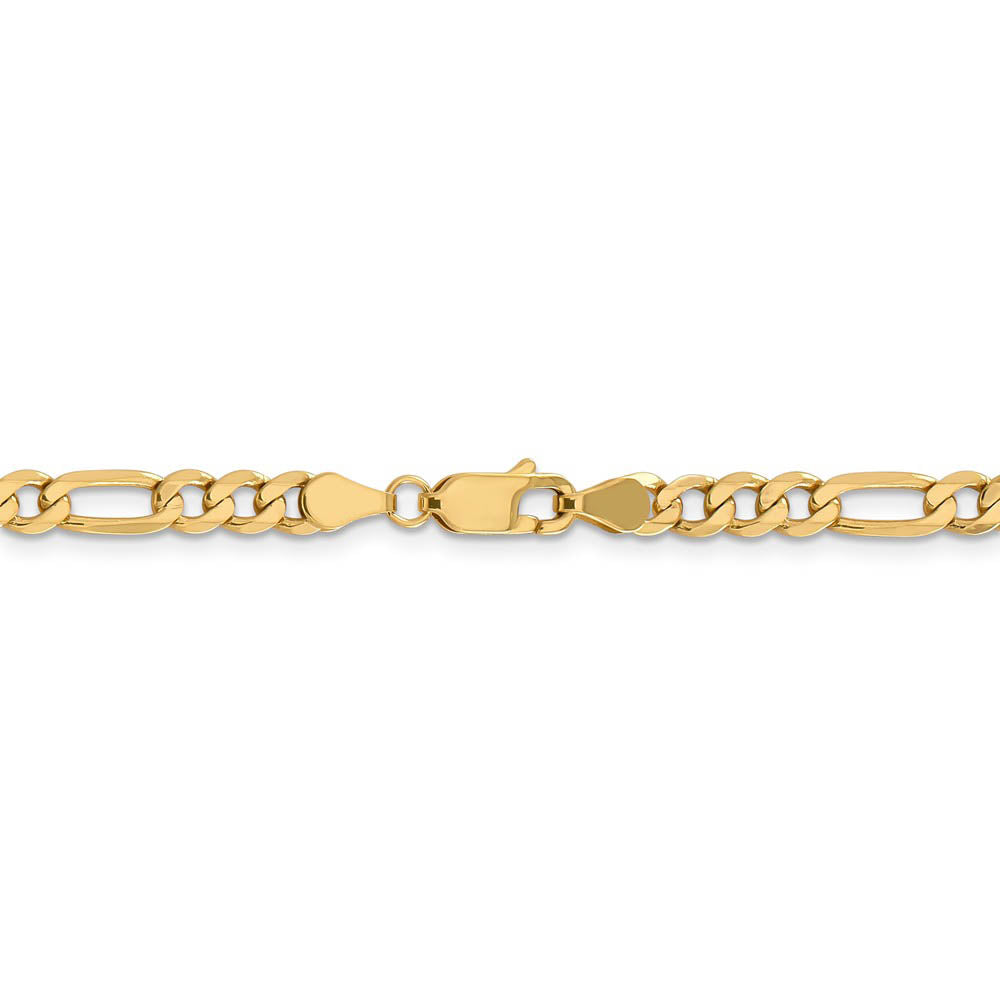 Alternate view of the 4.75mm 14k Yellow Gold Flat Figaro Chain Bracelet by The Black Bow Jewelry Co.