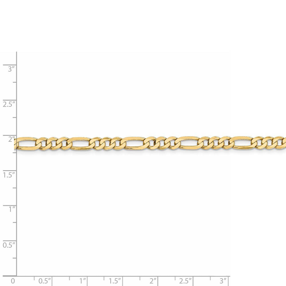 Alternate view of the 4.75mm 14k Yellow Gold Flat Figaro Chain Bracelet by The Black Bow Jewelry Co.