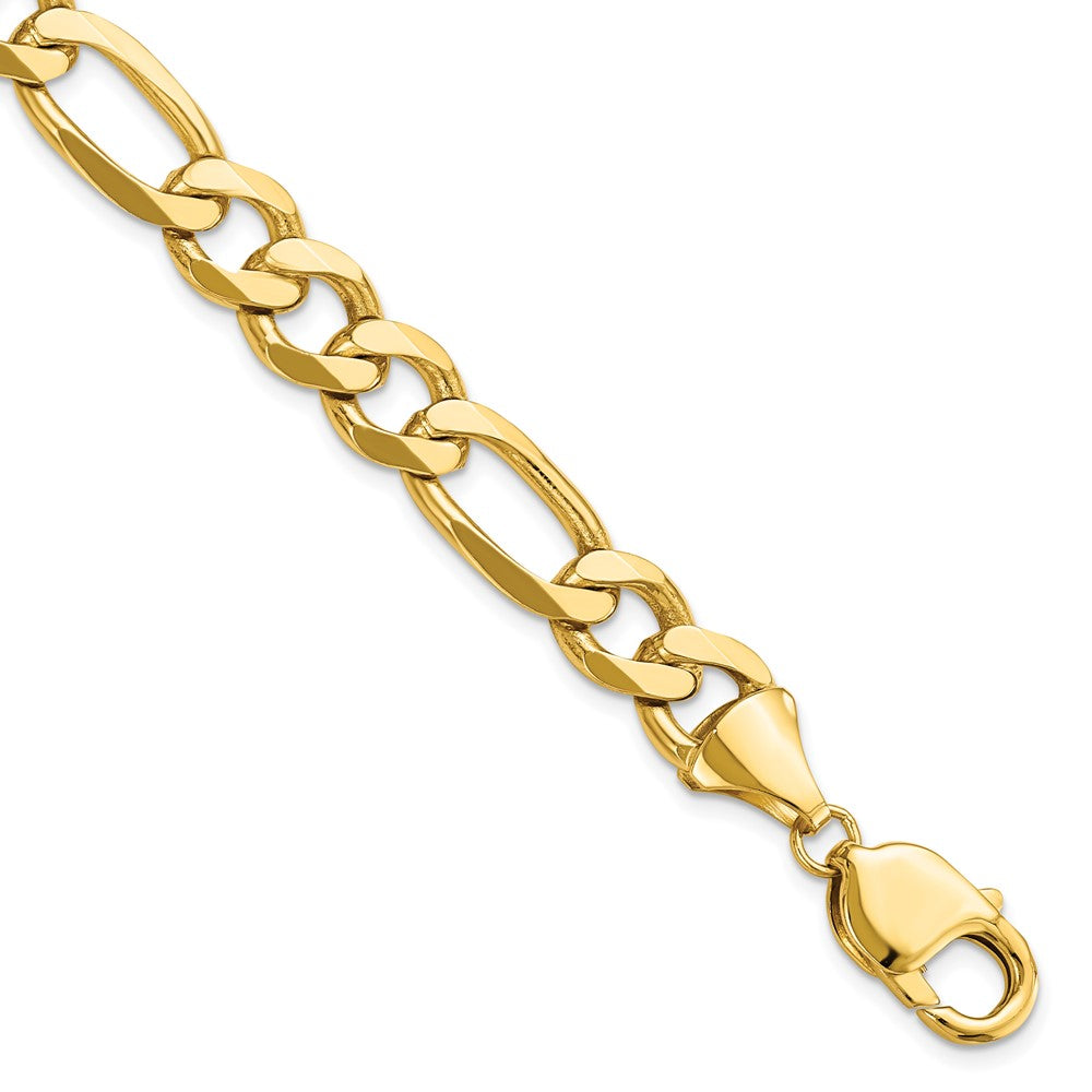 10mm 14k Yellow Gold Flat Figaro Chain Bracelet