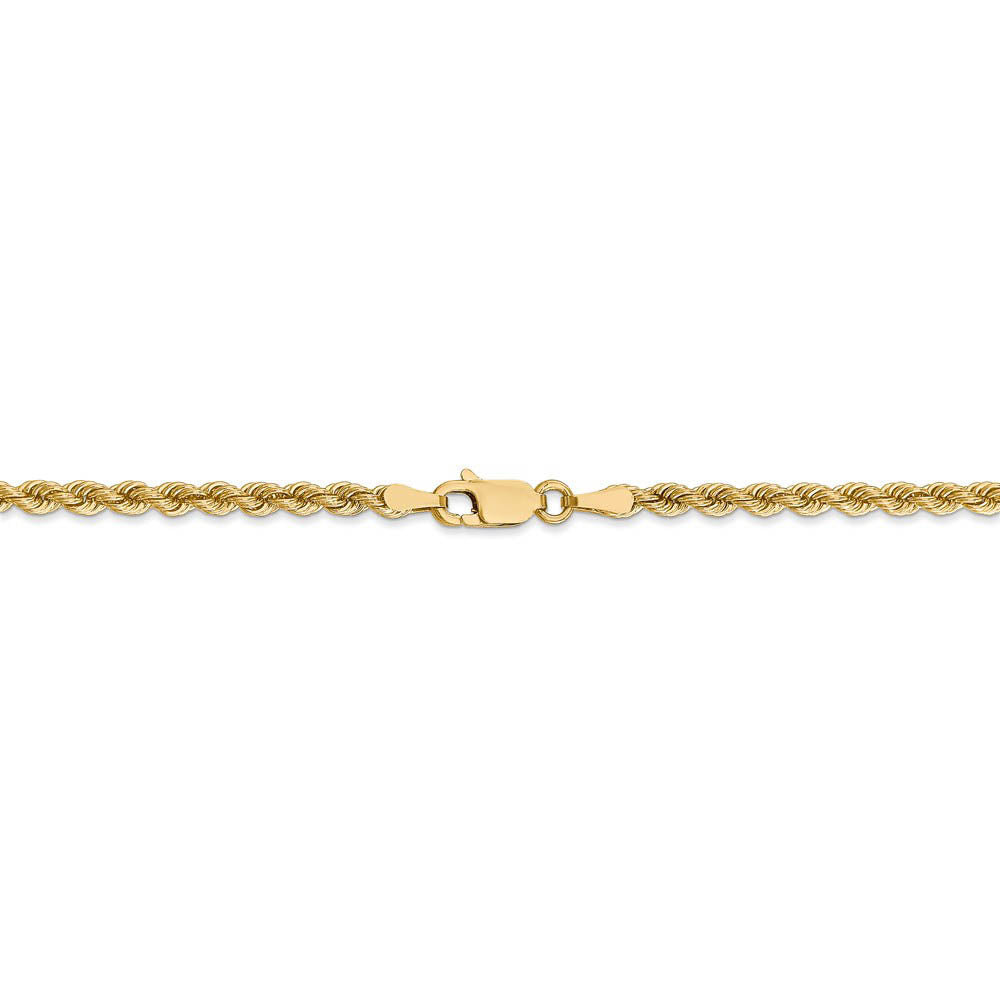 Alternate view of the 14k Yellow Gold 2.75mm Handmade Solid Classic Rope Chain Bracelet by The Black Bow Jewelry Co.