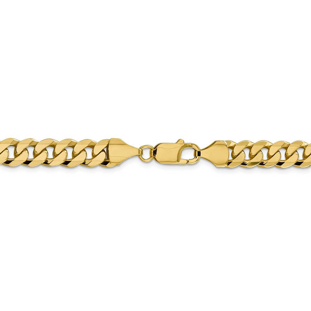 Alternate view of the 8.75mm 14k Yellow Gold Beveled Curb Chain Bracelet by The Black Bow Jewelry Co.