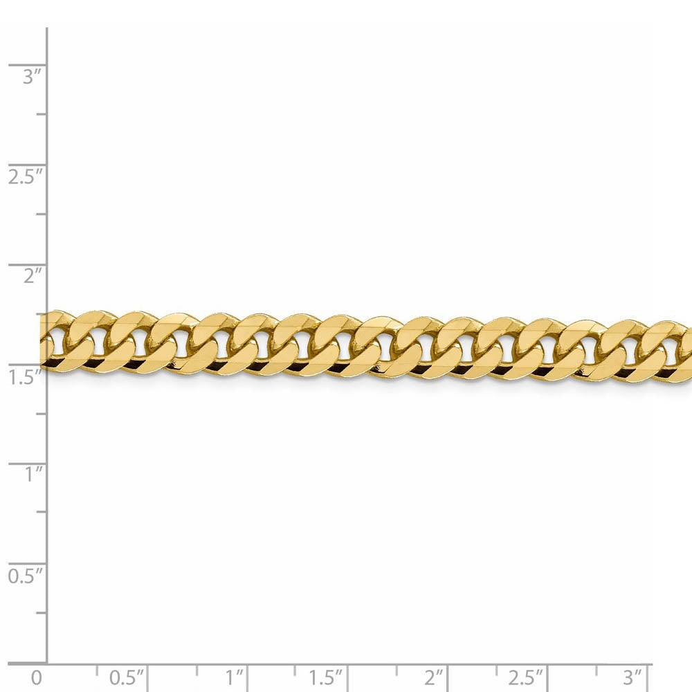 Alternate view of the 8.75mm 14k Yellow Gold Beveled Curb Chain Bracelet by The Black Bow Jewelry Co.