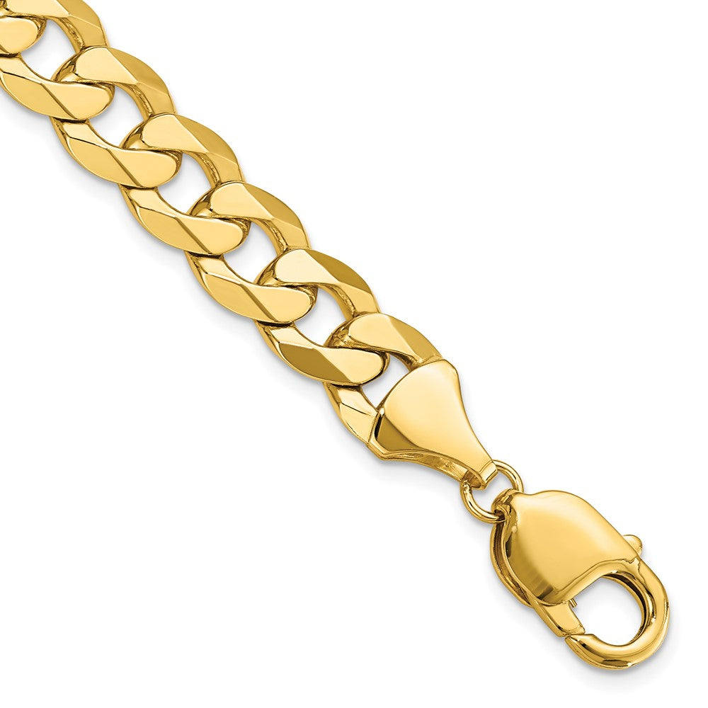 9.5mm 14k Yellow Gold Beveled Curb Chain Bracelet, Item B13277 by The Black Bow Jewelry Co.