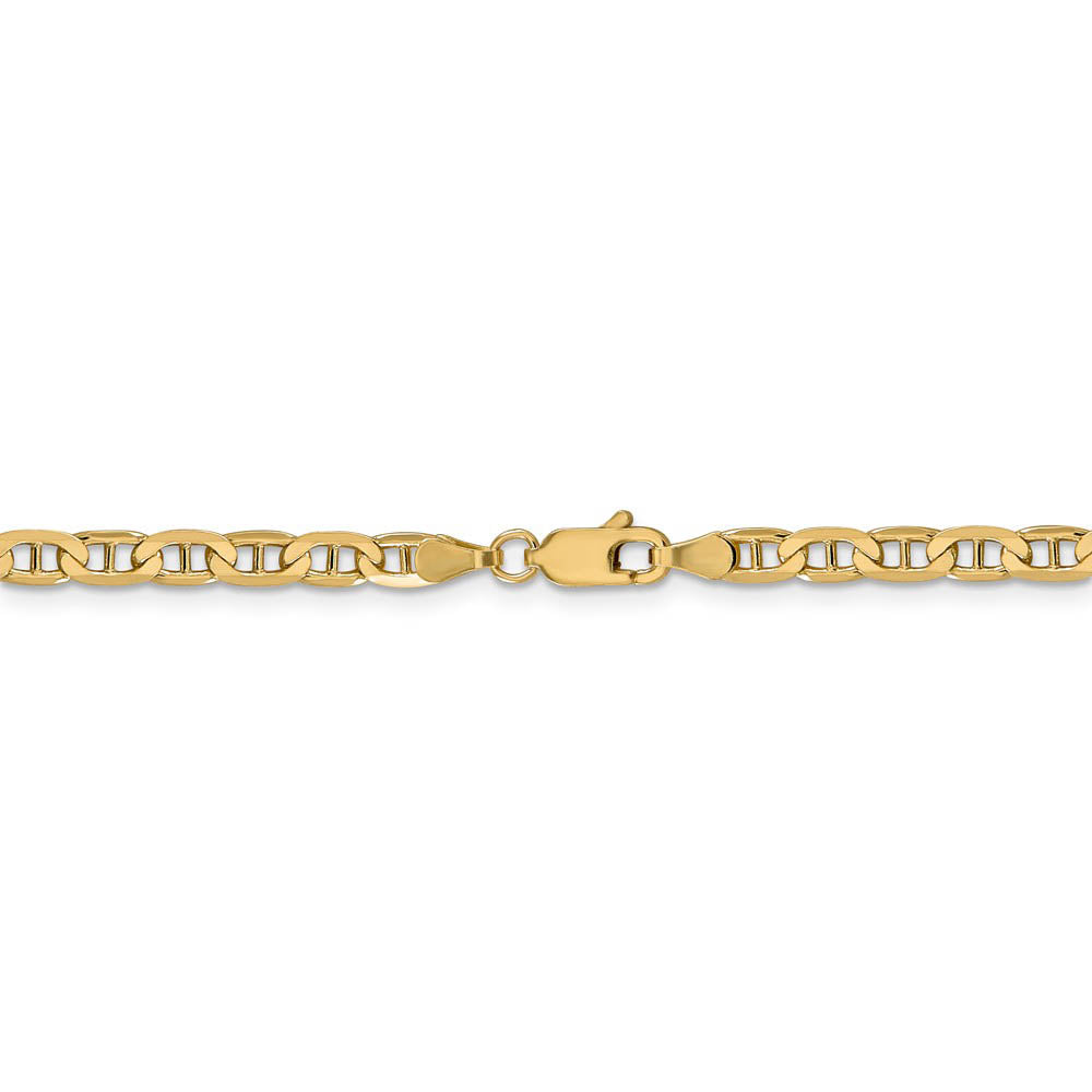 Alternate view of the 3.75mm 14k Yellow Gold Concave Anchor Chain Bracelet by The Black Bow Jewelry Co.