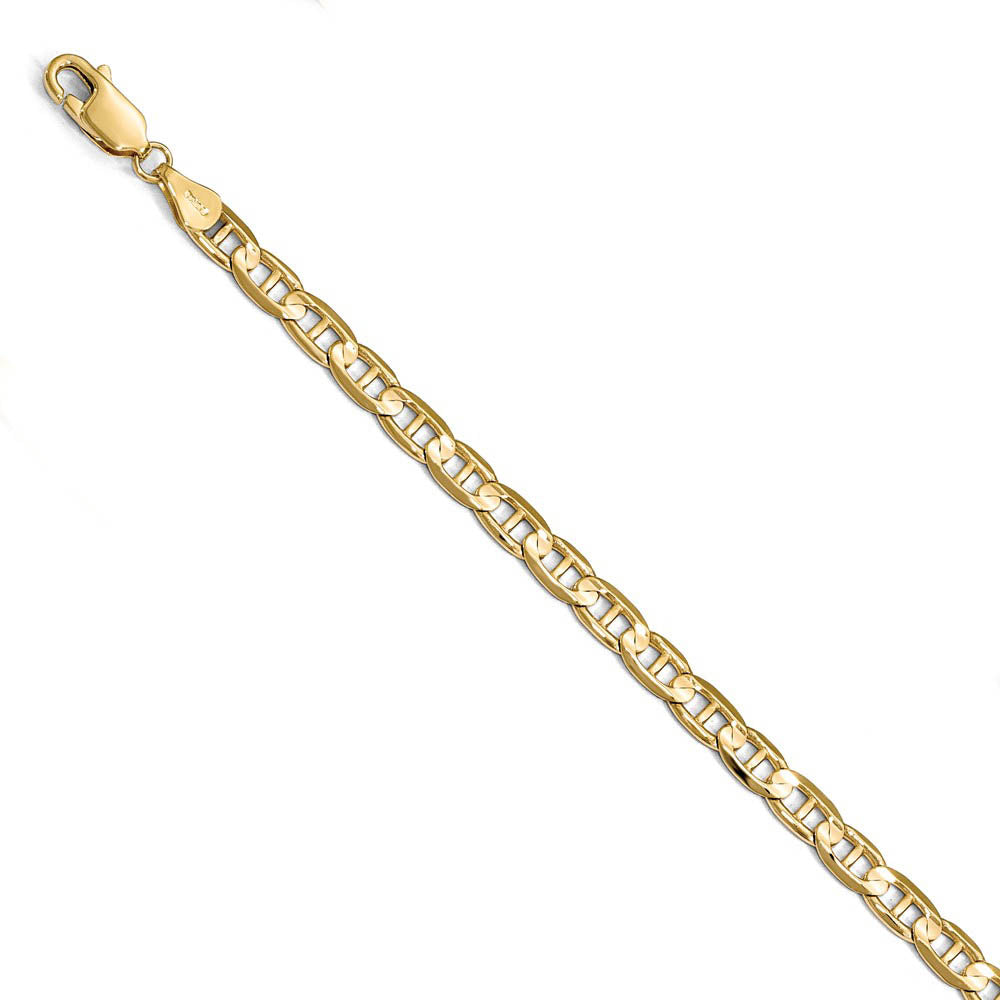 4.5mm 14k Yellow Gold Concave Anchor Chain Bracelet