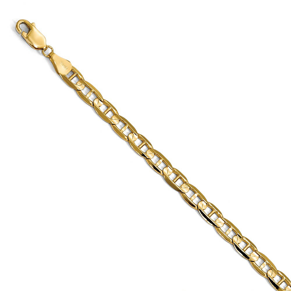 5.25mm 14k Yellow Gold Concave Anchor Chain Bracelet, Item B13281 by The Black Bow Jewelry Co.