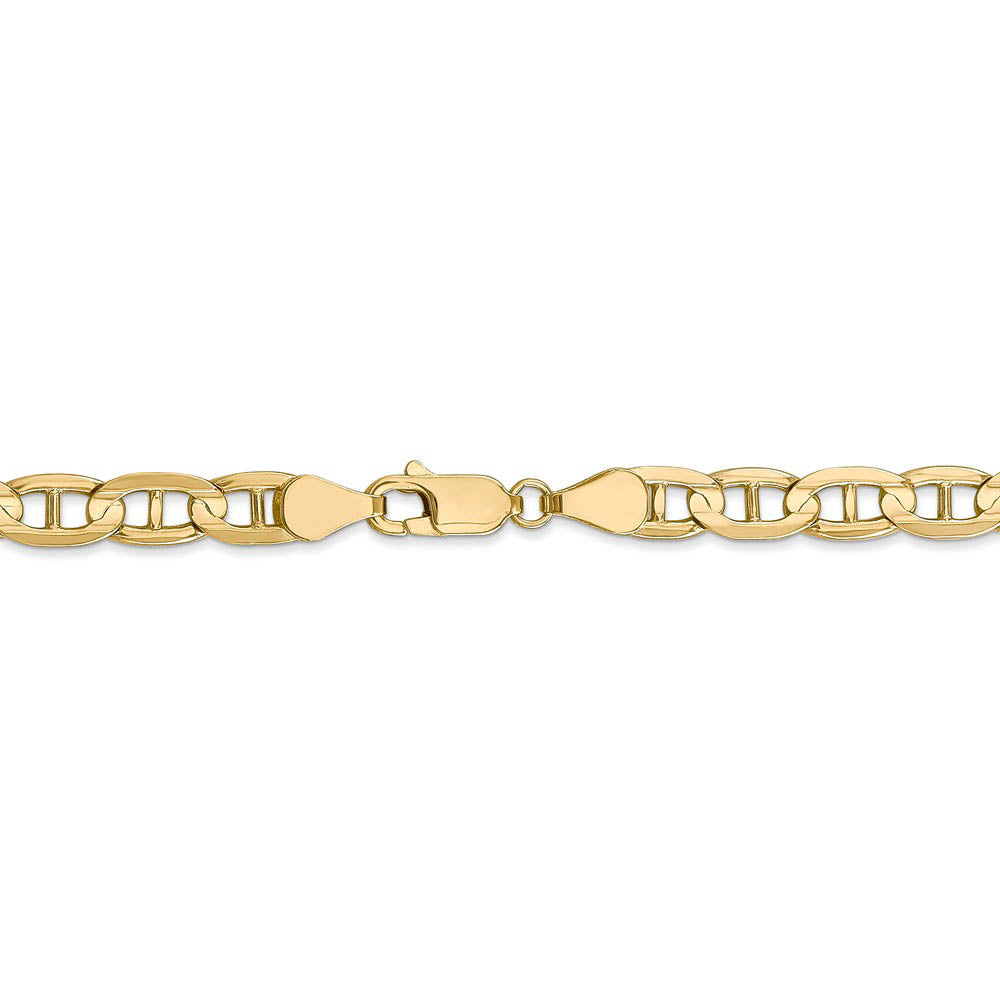 5.25mm 14k Yellow Gold Concave Anchor Chain Bracelet