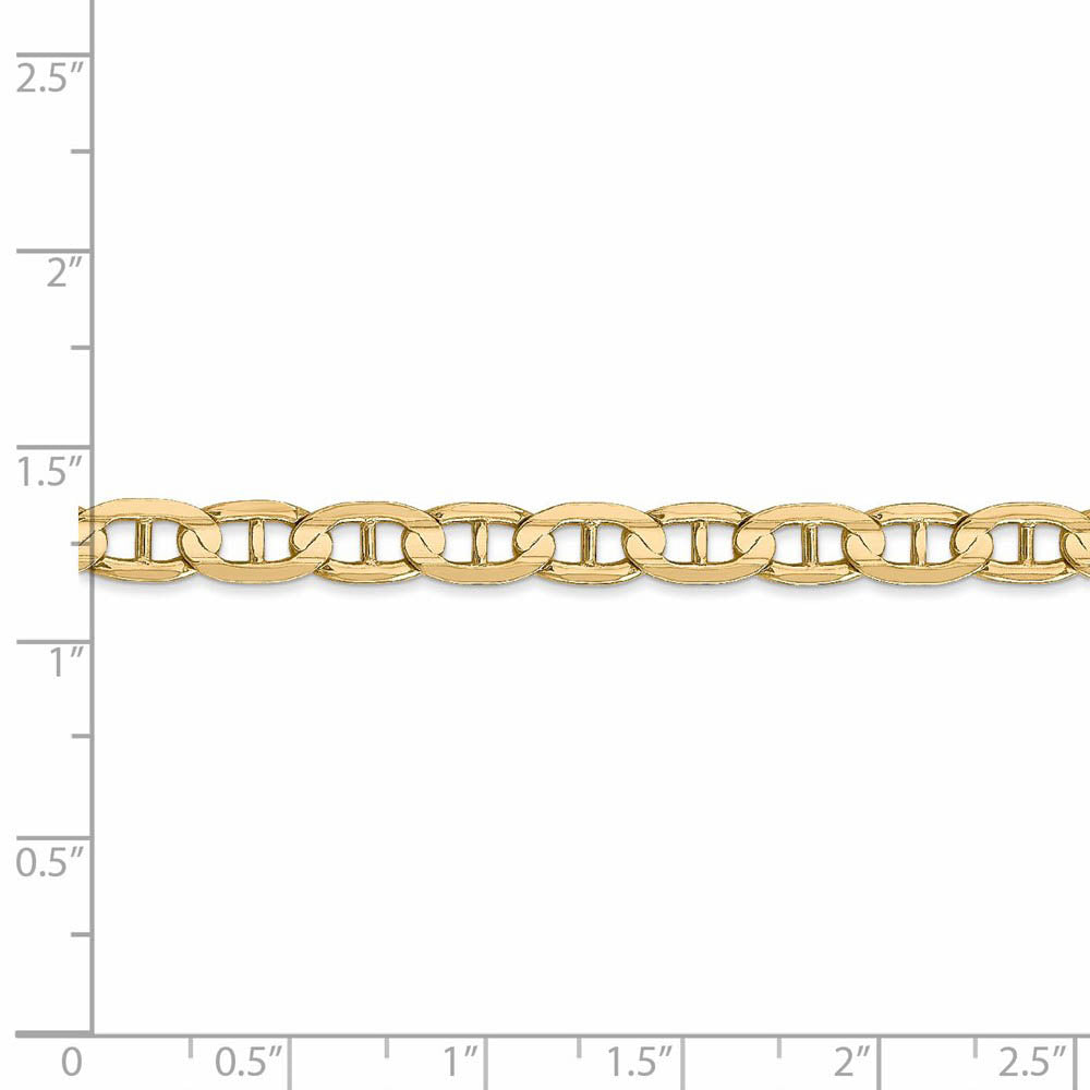 5.25mm 14k Yellow Gold Concave Anchor Chain Bracelet