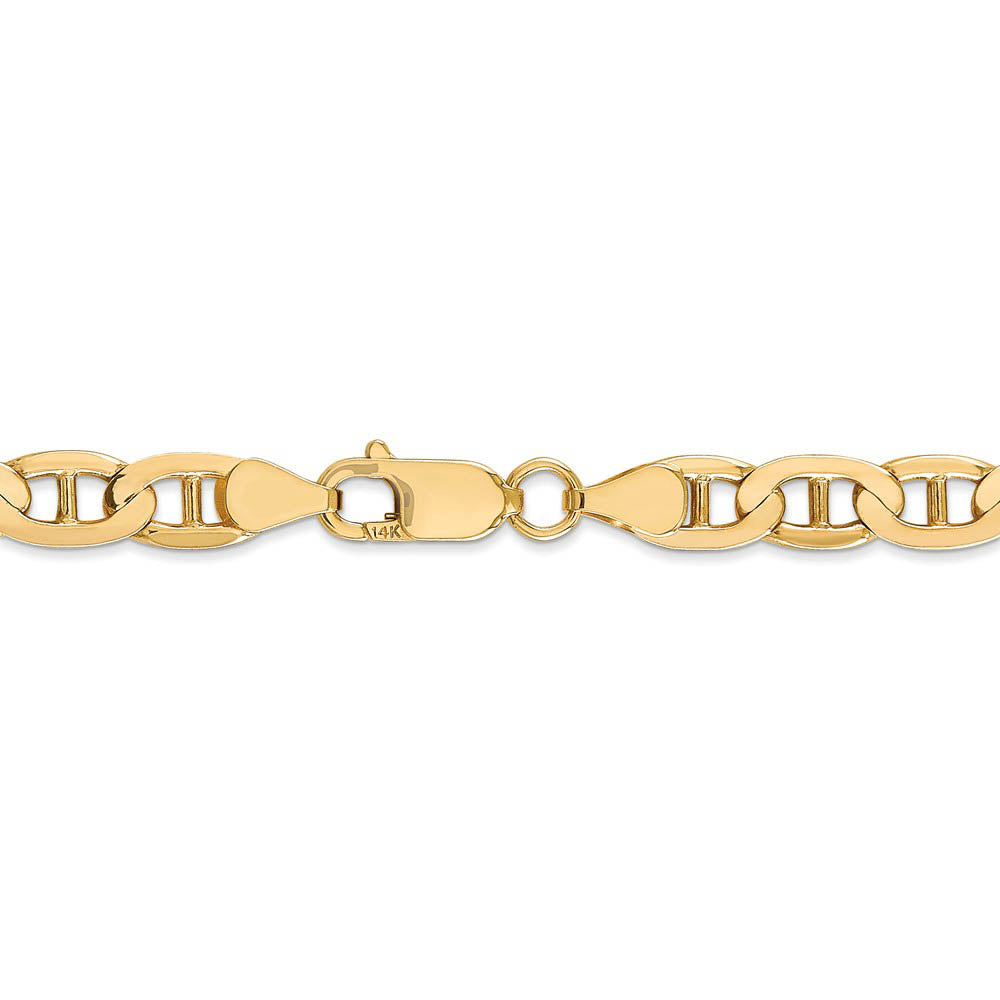 Alternate view of the 6.25mm 14k Yellow Gold Concave Anchor Chain Bracelet by The Black Bow Jewelry Co.