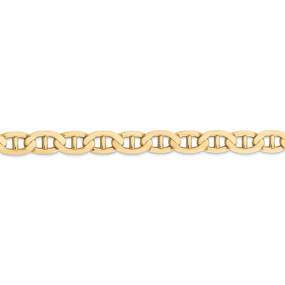 Alternate view of the 7mm 14k Yellow Gold Concave Anchor Chain Bracelet by The Black Bow Jewelry Co.