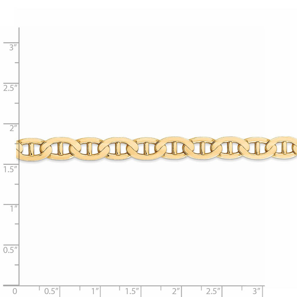 Alternate view of the 7mm 14k Yellow Gold Concave Anchor Chain Bracelet by The Black Bow Jewelry Co.
