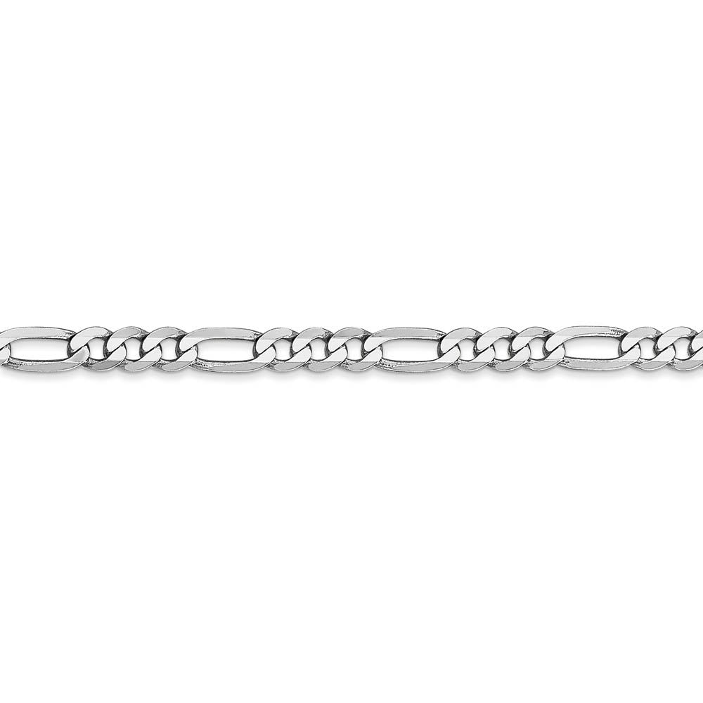 Alternate view of the 4mm 14k White Gold Flat Figaro Chain Bracelet by The Black Bow Jewelry Co.