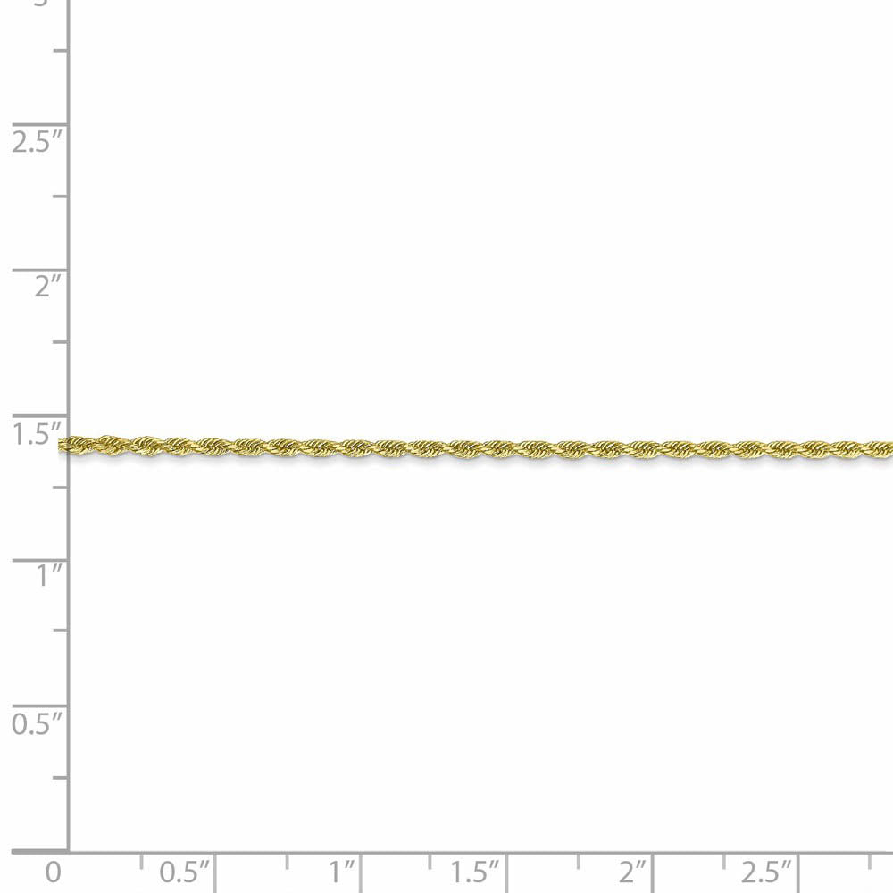 Alternate view of the 1.75mm 10k Yellow Gold Diamond Cut Solid Rope Chain Bracelet & Anklet by The Black Bow Jewelry Co.