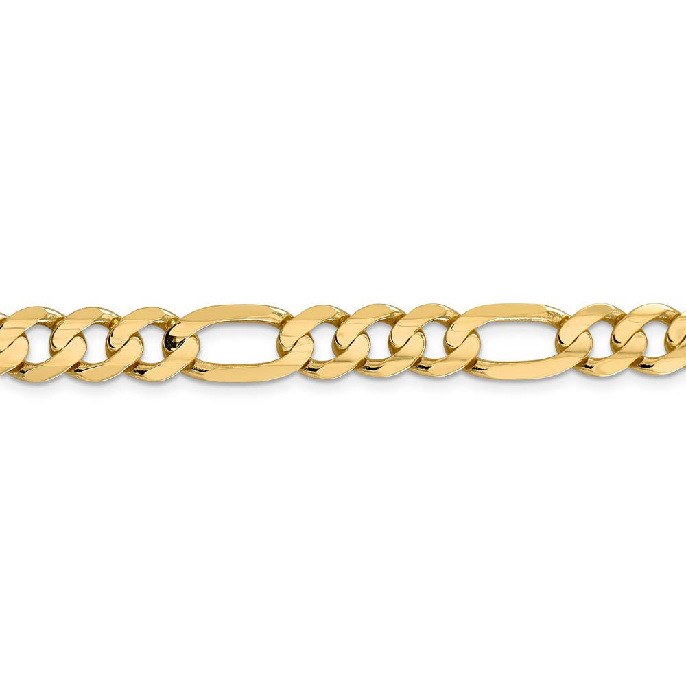 Alternate view of the 8.75mm 10k Yellow Gold Solid Concave Figaro Chain Bracelet by The Black Bow Jewelry Co.