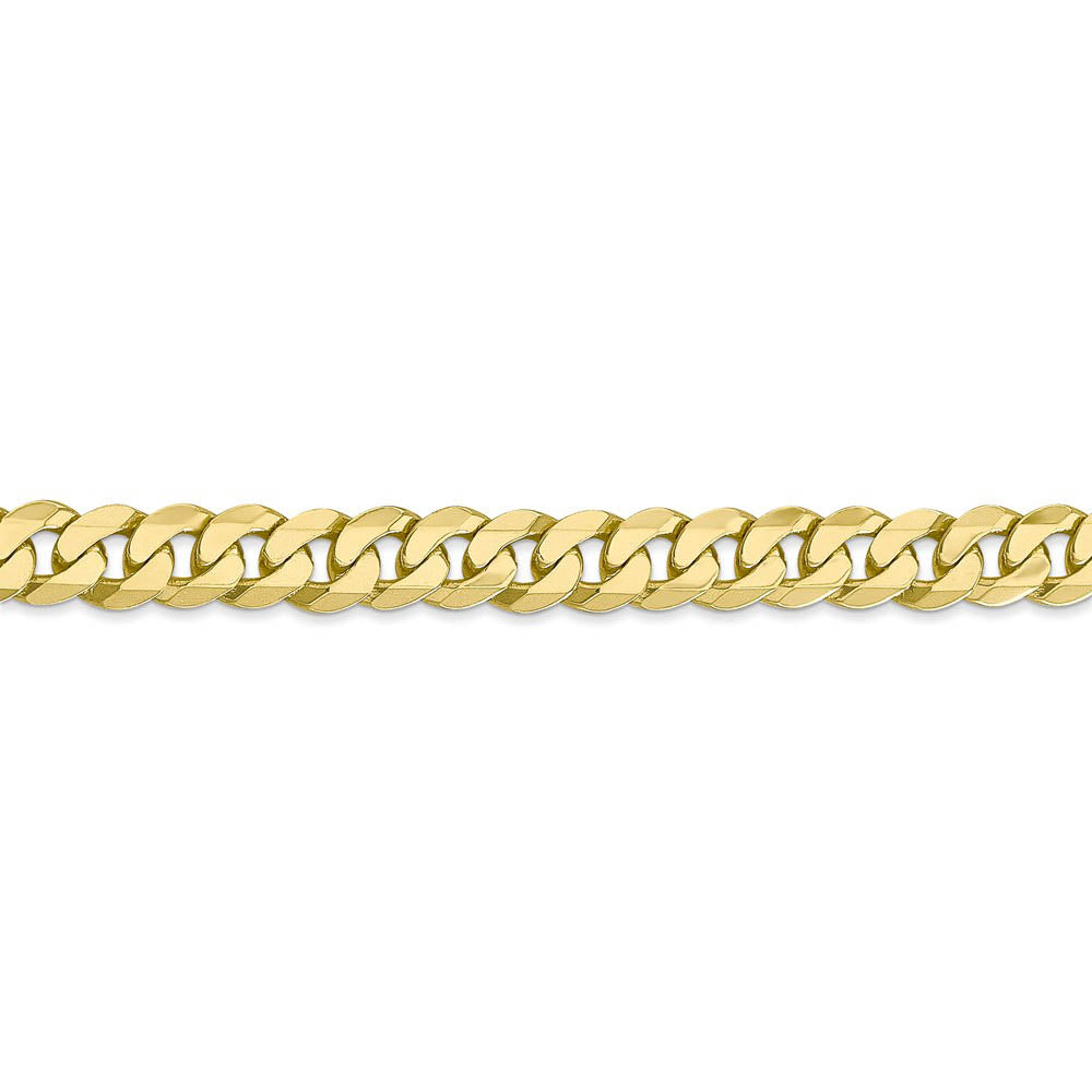 Alternate view of the 7.25mm 10k Yellow Gold Flat Beveled Curb Chain Bracelet by The Black Bow Jewelry Co.