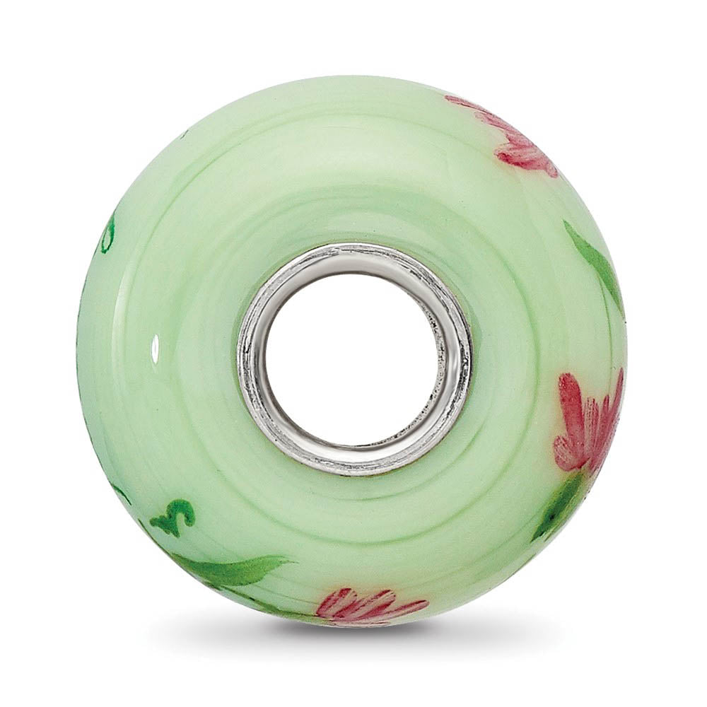 Alternate view of the Fenton Sterling Silver Carnations January Glass Bead Charm by The Black Bow Jewelry Co.