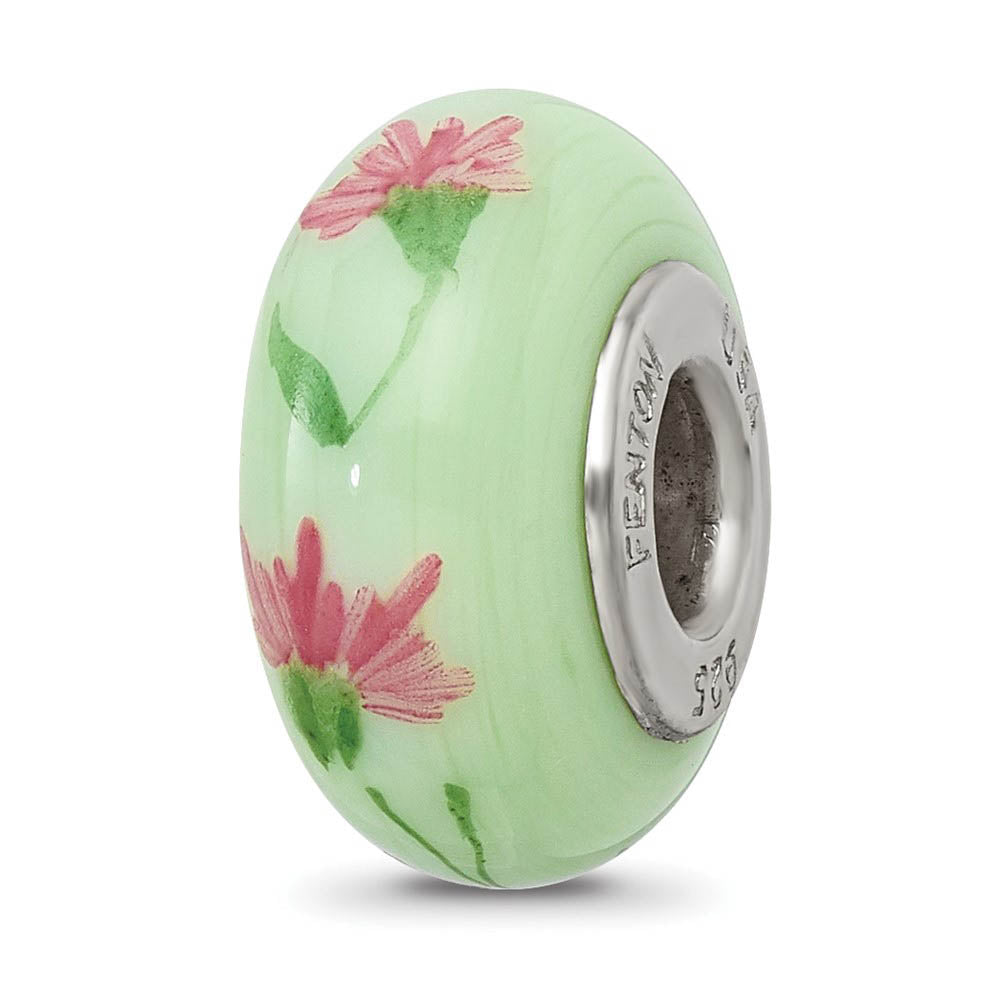 Alternate view of the Fenton Sterling Silver Carnations January Glass Bead Charm by The Black Bow Jewelry Co.