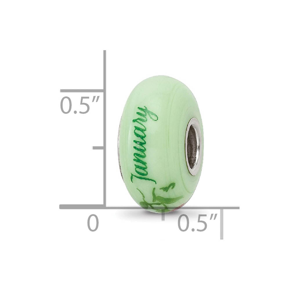 Alternate view of the Fenton Sterling Silver Carnations January Glass Bead Charm by The Black Bow Jewelry Co.